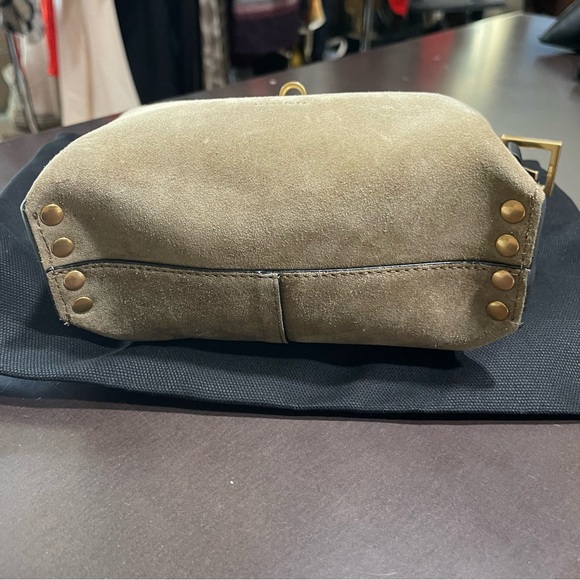 All Saints | NEW! Sughero Brown Suede Miro Stud Embellished Crossbody Bag - Picture 5 of 10